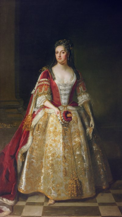 Portrait of Angelina Magdalena, second wife of 1st Viscount St. John in coronation robes, 1727 by Godfrey Kneller